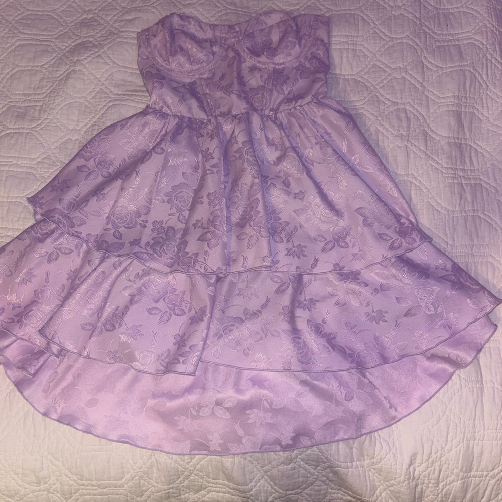 Jacquard Corset Mini Dress in Lilac